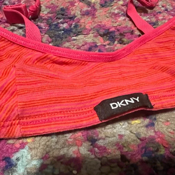 DKNY Pink and Orange Striped Bralette S - Picture 2 of 5
